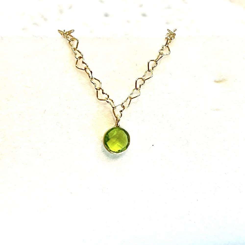 Gold Filled Heart Chain Bracelet Green Tourmaline Gold-filled Charm Luxe - Picture 5 of 6